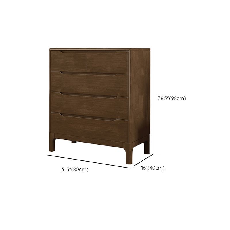 Espresso Solid Wood Accent Chest Mid-Century Modern Storage Cabinet with Drawers