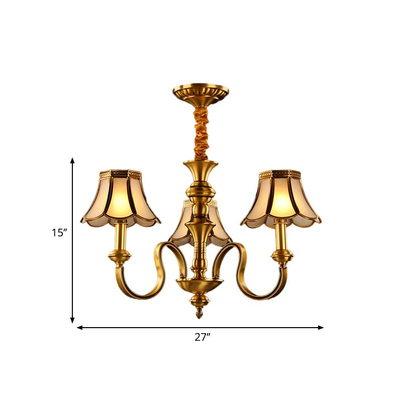 Gold Finish Radial Ceiling Suspension Lamp Colonialism Metal 3/5/6 Heads Living Room Pendant Chandelier