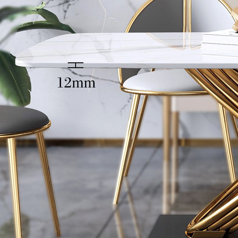 Rectangle Pedestal Luxury Dining Table Three-Color Fixed Table of Sintered Stone