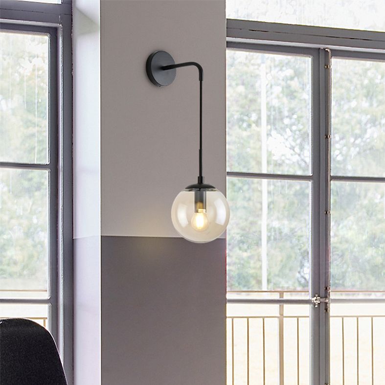 Smoke Grey Globe Glass Sconce Light Modern Style Minimalism 1-Light Wall Mount Lamp for Bedroom