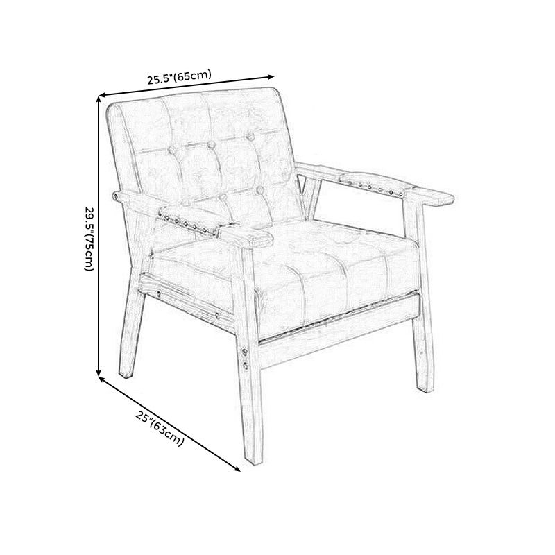 Modern 25.5"W PU Arm Chair with Basic Four Legs and Tufted Back for Office