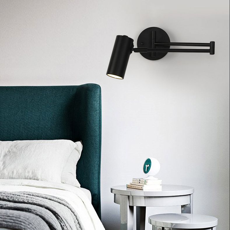 Metal 1 Light Wall Sconce Modern Cilindrico a parete a parete con braccio regolabile per camera da letto