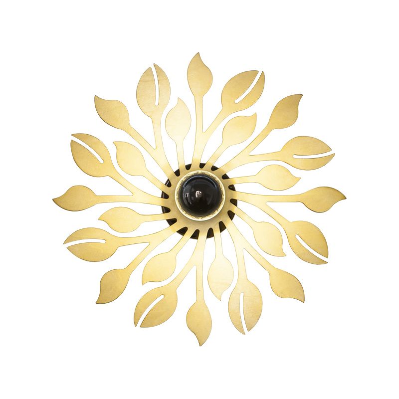 Wooden Floral Wall Lamp Sconce Simple Style 1 Head Beige Wall Lighting Fixture for Bedroom