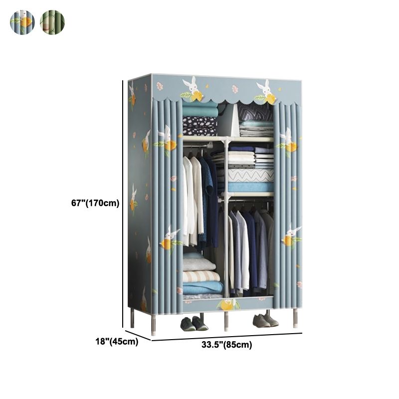 Contemporary Wardrobe Metal 1-Door Wardrobe Closet With Shelves