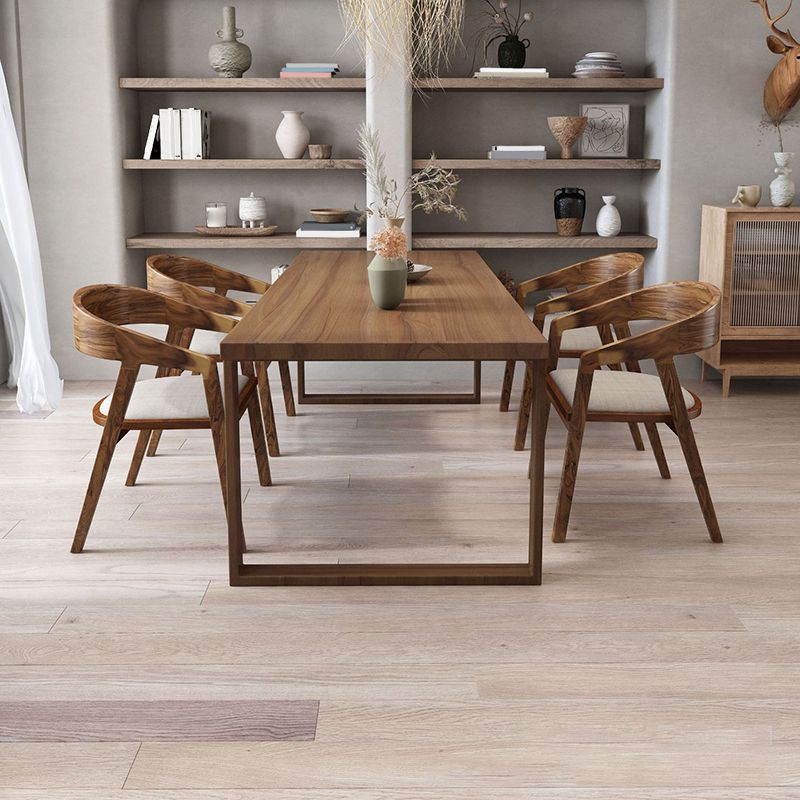 Mid-Century Modern Dining Table Pine Wood Table with Sled Base