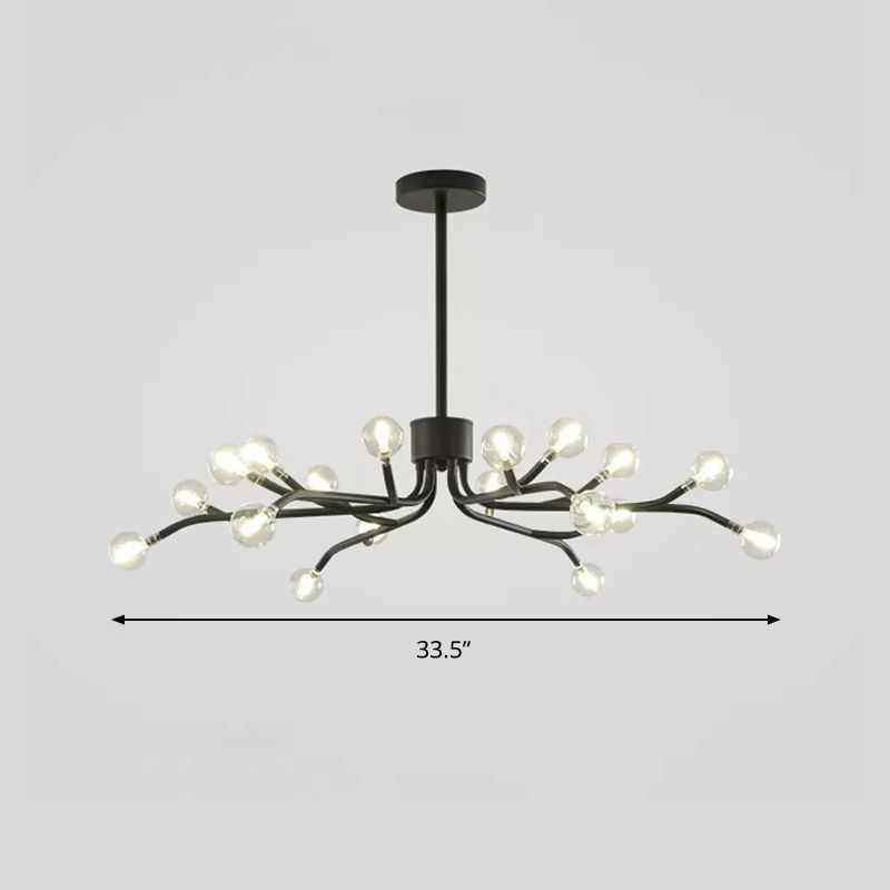 Molecular LED Chandelier Pendant Lighting Modernist Clear Glass 18 Lights Black Ceiling Lamp Fixture