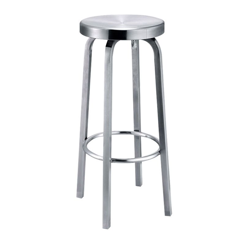 1 Pcs Industrial Silver Counter Stools Stainless Steel Bar Bristol Stools with Round Seat