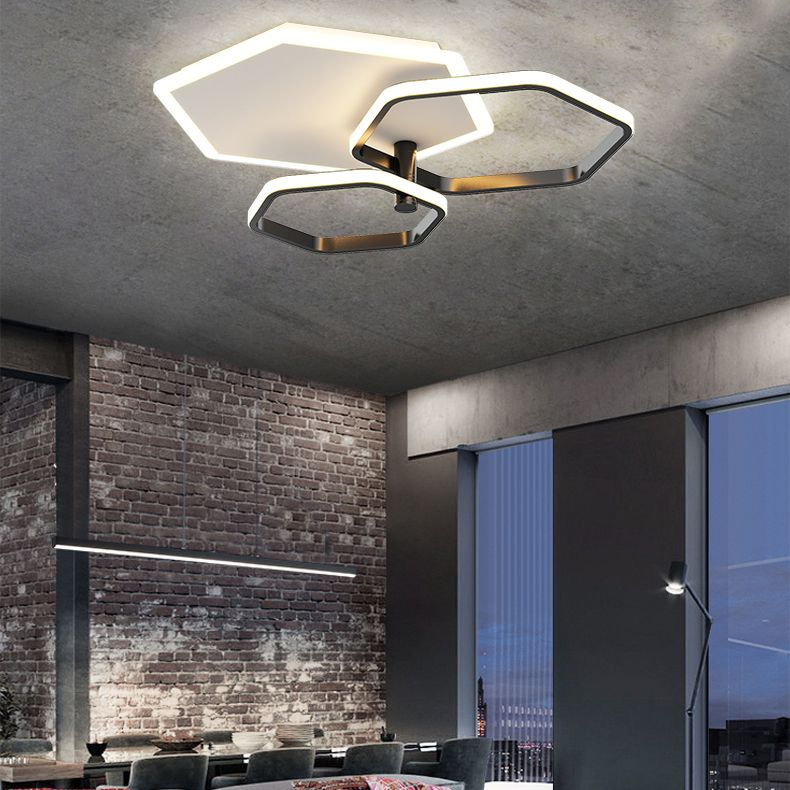 Metal Geometric Shape Flush Ceiling Light Modern 3 Lights Flush Ceiling Light Fixtures