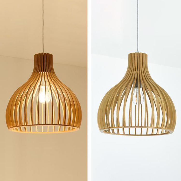 Moderne minimalistische Single Hanging Lampe Holz geometrische Anhängerlicht in der Holzfarbe