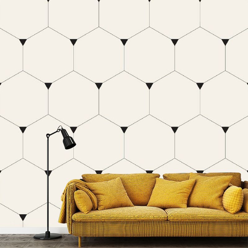 Beige Honeycomb Wall Covering Murals Geometric Simple Washable Wall Art for Home