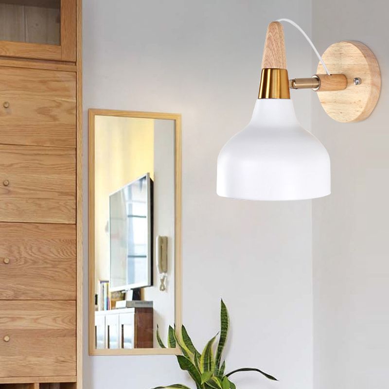 Metal Torch Shaped Wall Light Angle Adjustable 1 Light Nordic Style Sconce Light for Bedside