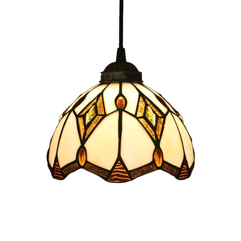 1 Light Grape/Flower/Diamond Pendant Light Kit Victorian White/Red/Yellow Cut Glass Suspension Lamp for Kitchen