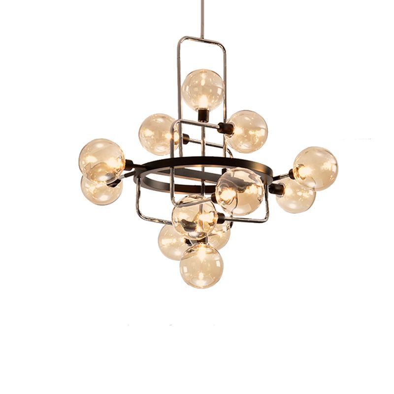Chandelier d'étude en orbite Chandelier Ambre / fumée / verre blanc Éclairage de pendentif contemporain