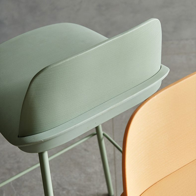 Plastic Stool Contemporary Low Back Bar Height Stool with Metal Legs