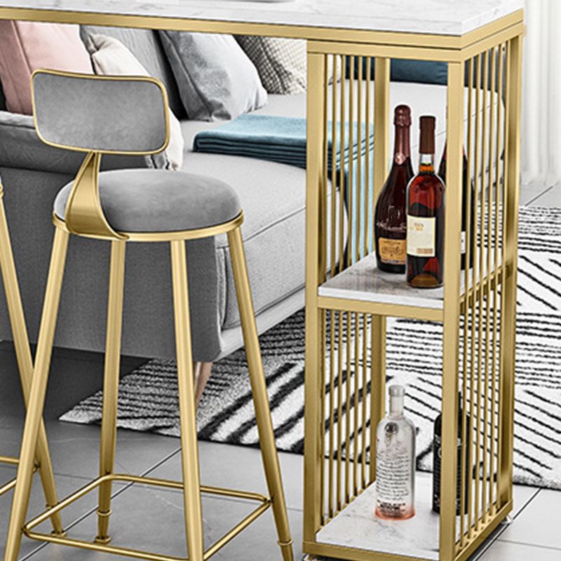 Glam Style 1/2/3 Pieces Faux Marble Bar Table Set Fixed Table Counter Set