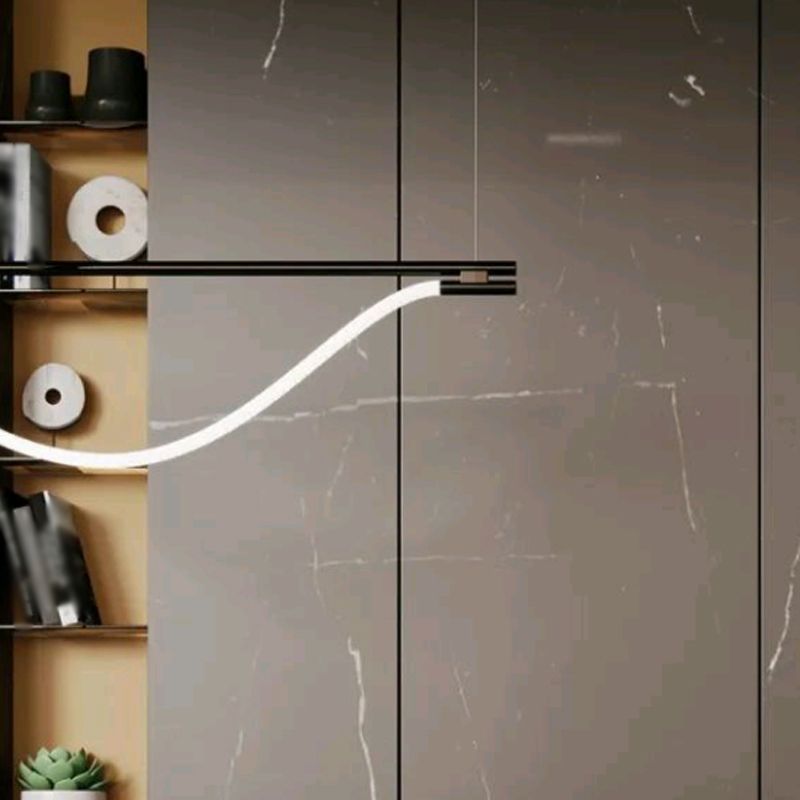 Modern Pendant Lighting Linear Island Chandelier Lights in Black and White