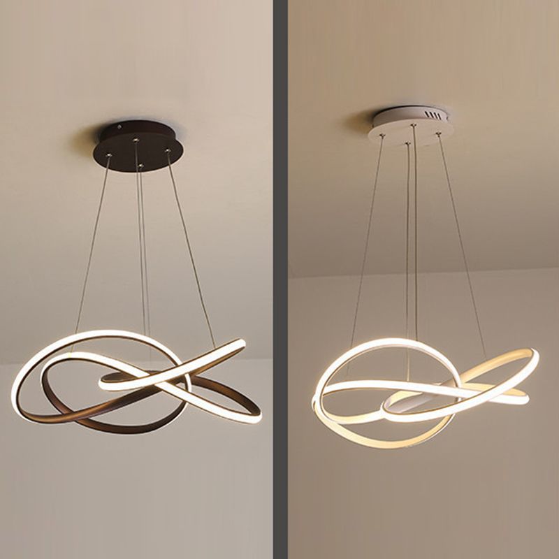 Ultra-modern Seamless Curves LED Chandelier Lamp Metallic Suspension Pendant Light for Restaurant