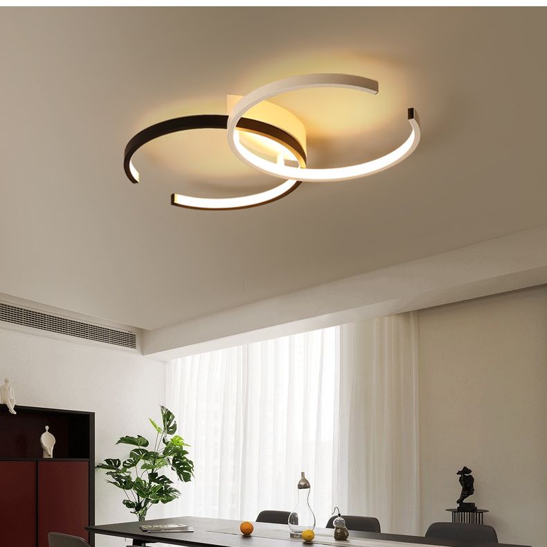 Montaje redondo de techo de techo de metal minimalista lineal semi luz semi flush.