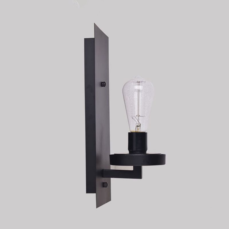 Industrial Metal Wall Sconce Cylinder Shape Wall Light with Glass Shade for Courtyard