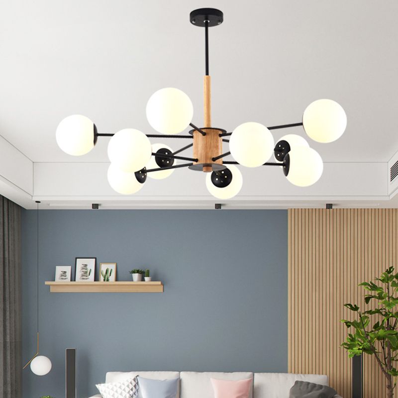 Kugelförmige Form Kronleuchter leichter moderne Glasglas Multi -Licht -Hanglampe für das Lernen