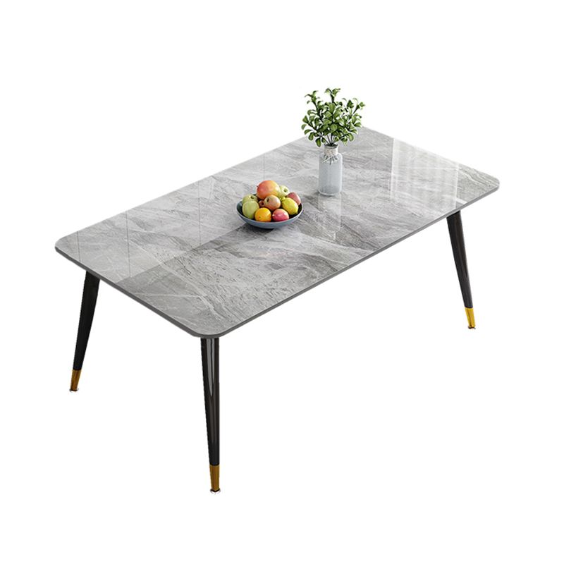 Metal 4 Legs Dining Table Rectangle Stone Top Dining Table for Dining Room