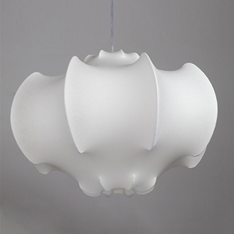 Shaded Fabric Suspended Lighting Fixture Modern-Style White Ceiling Hung Fixture