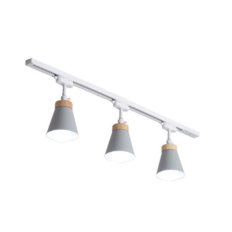Nordic Metal & Wood Rail Lighting luminaires pour éclairage conique encastré de rail de plafond dans le hall d'entrée et la chambre à coucher