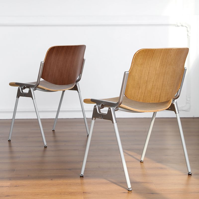 Silla de comedor de estilo moderno, sillas laterales sin brazos con respaldo abierto y patas de metal para cocina