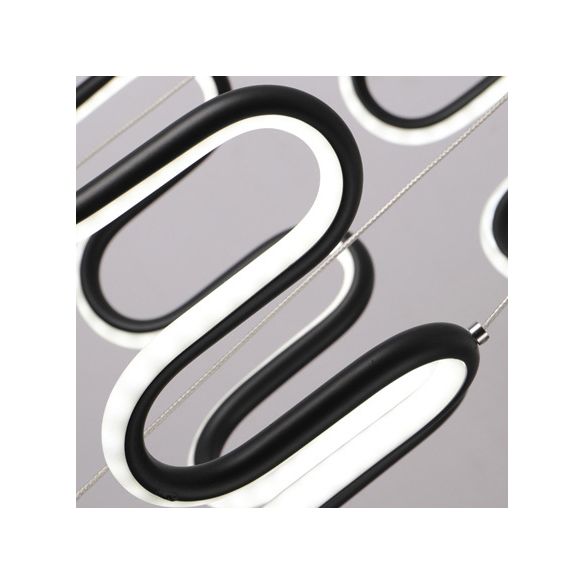 Black Curved Chandelier Simple LED 1/2/3-Head Acrylic Suspension Pendant in Warm/White Light