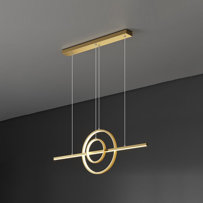 3-Lights Geometric Island Light Modern Metal LED Island Pendant for Living Room