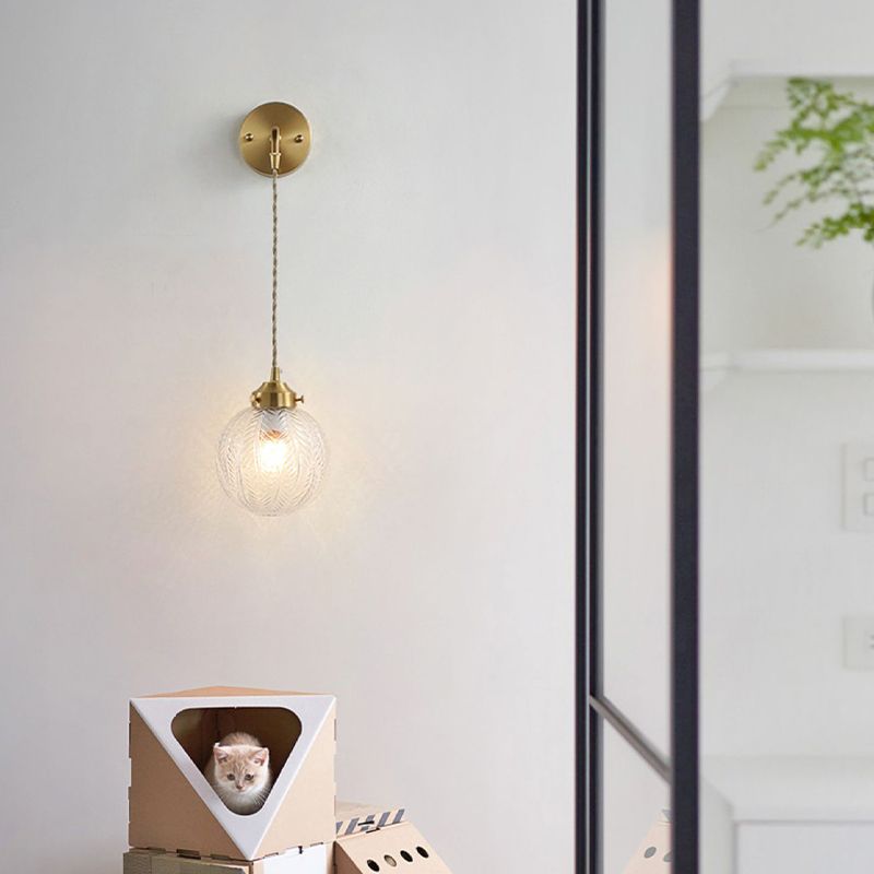 Modern Globe Shape Wall Mounted Sconce Glass Shade Wall Lights for Bedroom