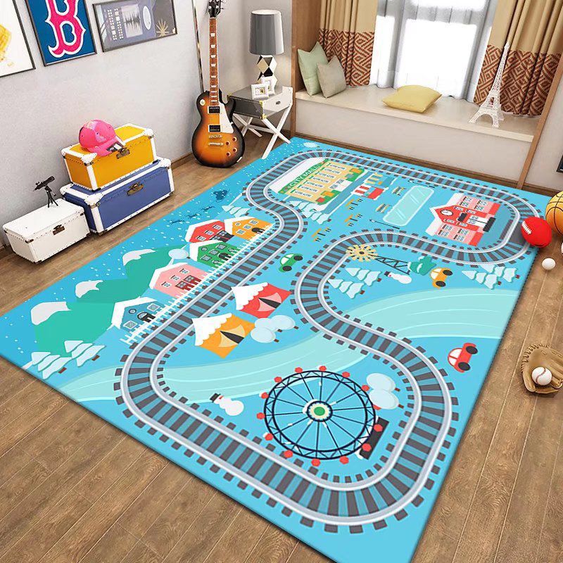 Game Puzzle Carpet Polyester Area Carpet Anti-Slip Easy Care Rug for Playroom