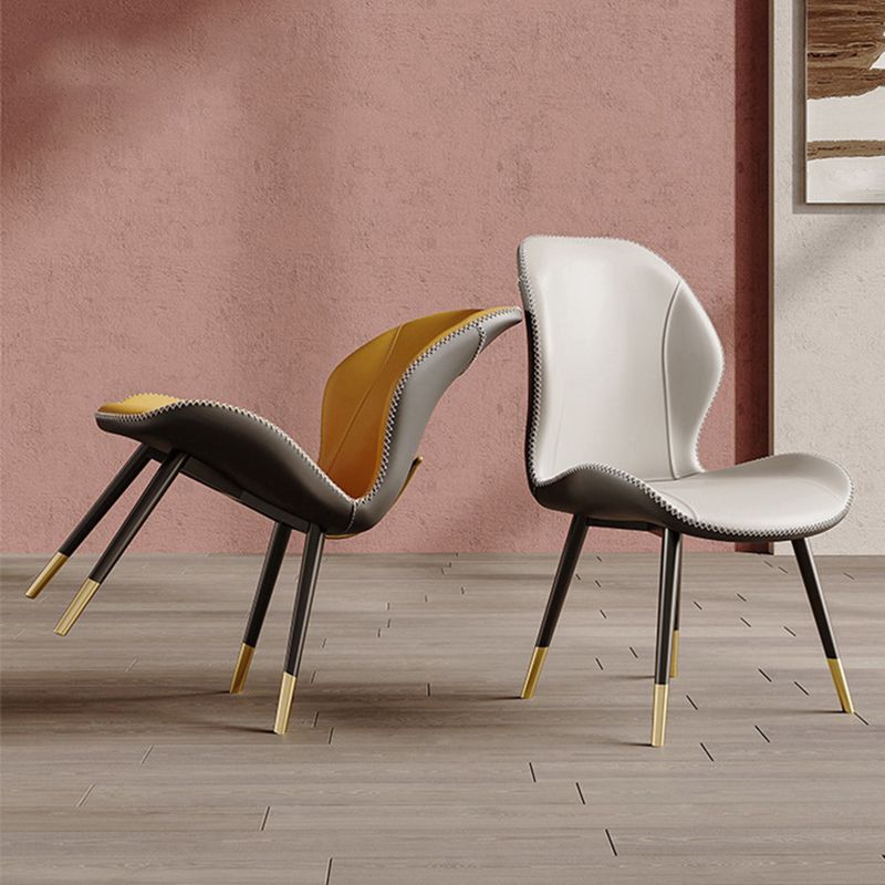 Glam Style Chair Leather Wingback Dining Chair for Kitchen Use