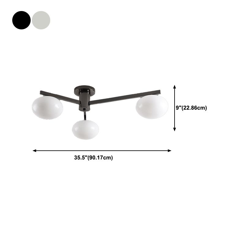 Modern Ceiling Lighting White Glass Semi Flush Mount for Living Room