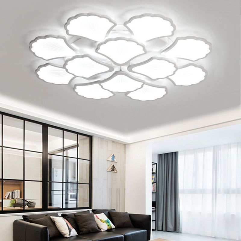Ceiling Mounted Light Simple Metal Living Room LED Ceiling Lamp in White