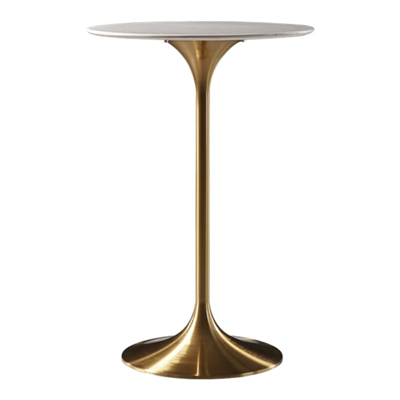 Contemporary Round Pedestal Bar Dining Table with Metal Base