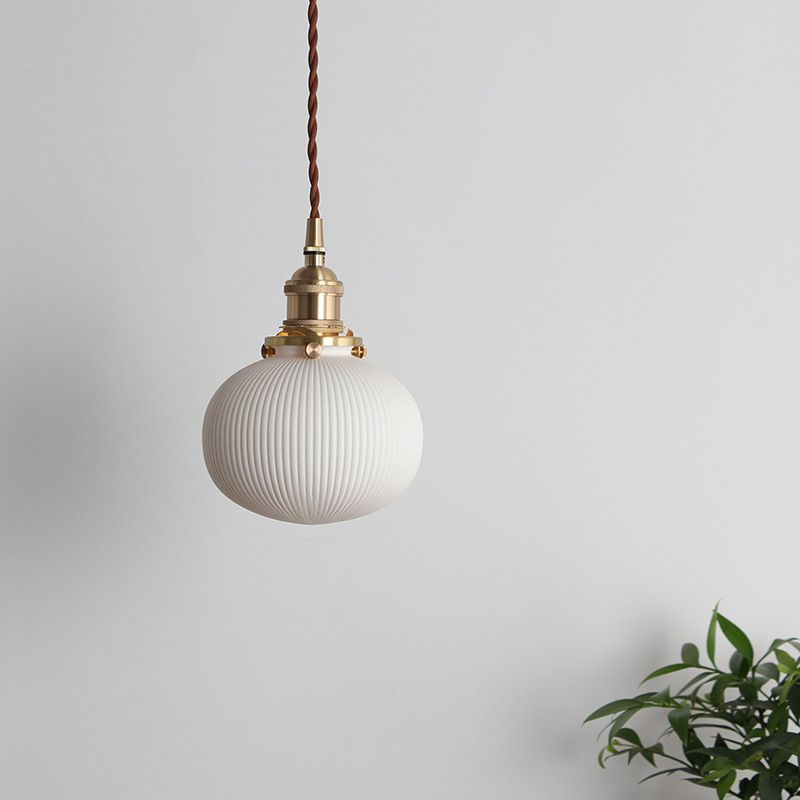 Ceramic Industrial Pendant Light 1-Light Hanging Ceiling Light for Bedroom