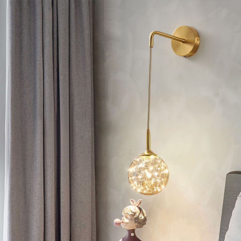 Glass Globe Wall Sconces Modern Style 1 Light Wall Mounted Lamps