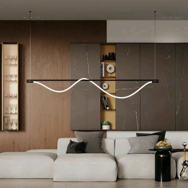 Modern Pendant Lighting Linear Island Chandelier Lights in Black and White