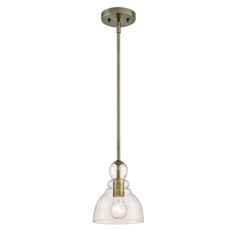 Seeded Glass Retro Industrial Style Hanging Light 7" Wide Single Bulb Metal Lighting Pendant for Bedroom
