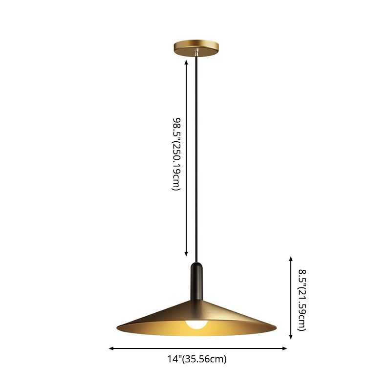 Flared Dinning Room Hanging Ceiling Light Metal Nordic Down Lighting Pendant in Coppery
