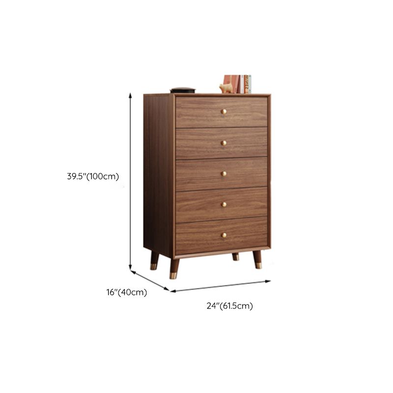Glam Chest Bedroom Solid Wood Storage Chest in Brown with Drawers