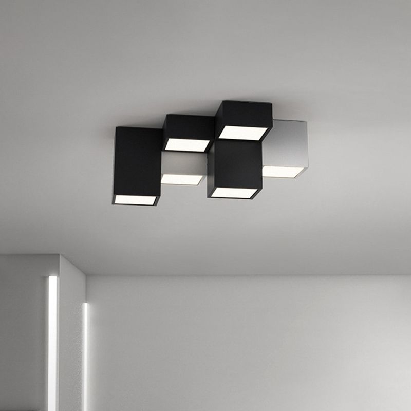 Square Shape LED Ceiling Lamp Modern Iron Flush Mount for Bedroom