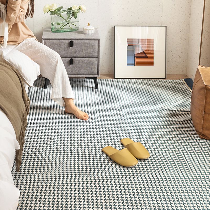 Black Modern Area Rug Houndstooth Pattern Polyester Area Carpet Stain Resistant Rug for Home Decor