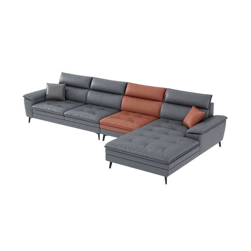 34.25 " H Faux Leather Pillow Top Arm Sofa & Chaise for Living Room