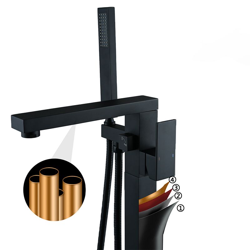 Floor Mounted Metal Freestanding Tub Filler Swivel Freestanding Faucet with Hose