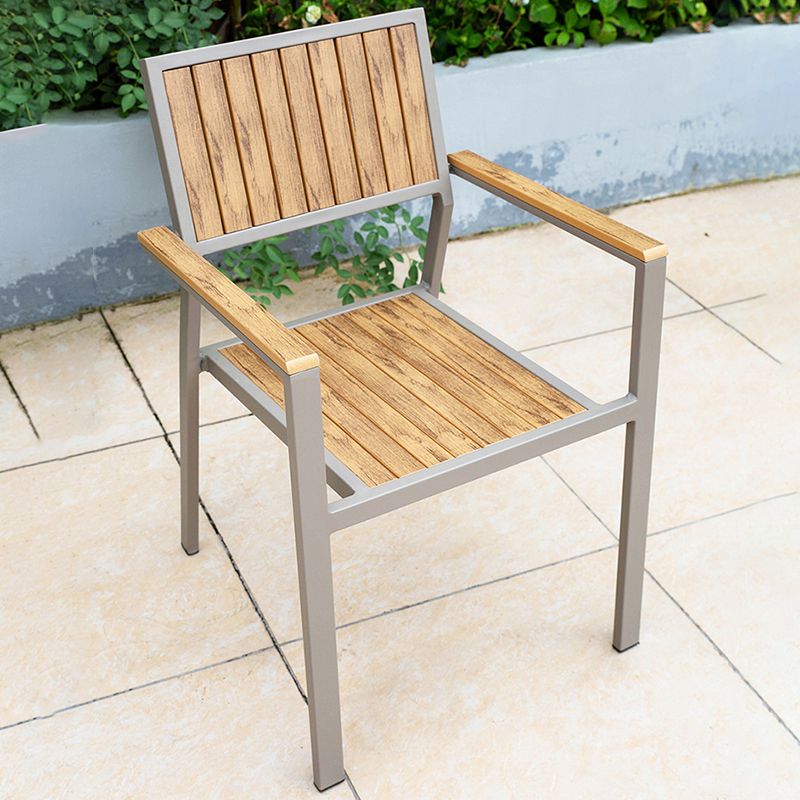 Modern Wood Patio Dining Table 1/2/7 Pieces Brown Dining Set for Courtyard