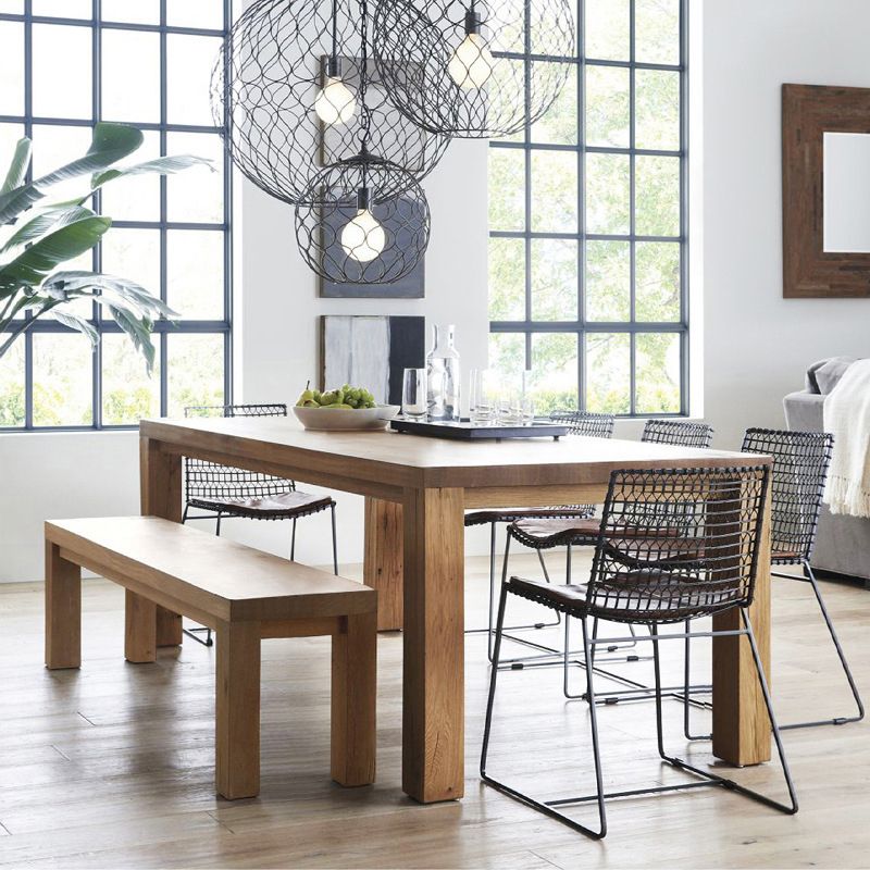 Rectangle 4 Legs Dining Table Medieval Modern Style Wood Table for Kitchen