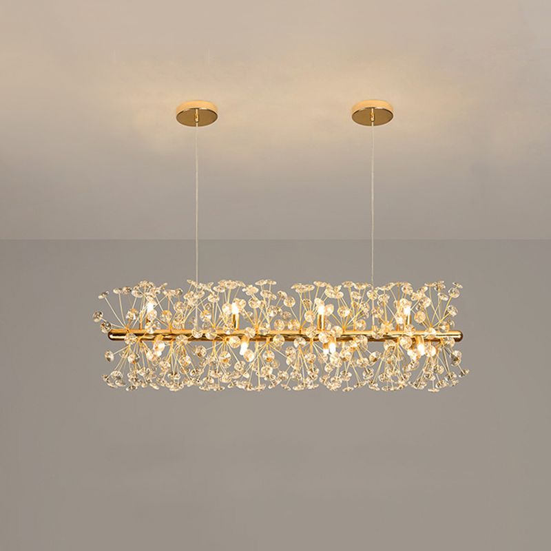12 Lights Island Light Segnastre lampadario moderno Crystal e Metal Island Lights in oro
