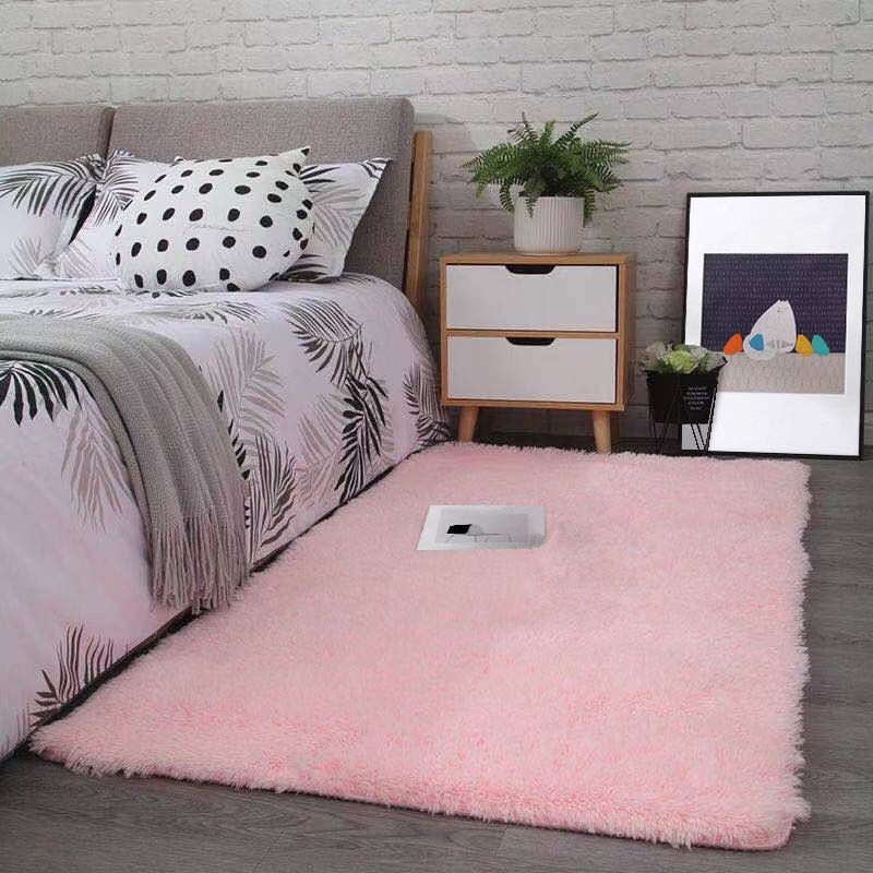 Fancy Grau Area Teppich Feste Farbe Polyester Fläche Rug Plüsch Easy Care Teppich für Wohnkultur